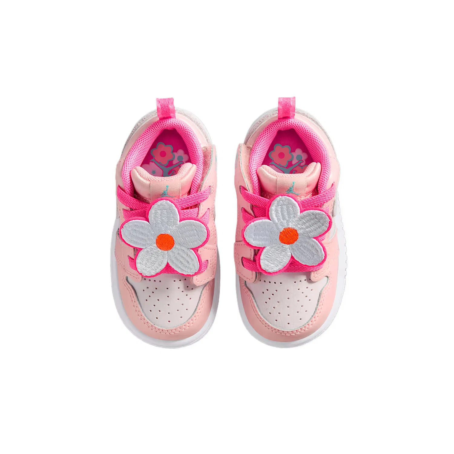 Кроссовки Air 1 Leather Low top для малышей Jordan, Pink Radiance/Pink Bloom/Bright Orange/Light Aqua Blue — фото 4