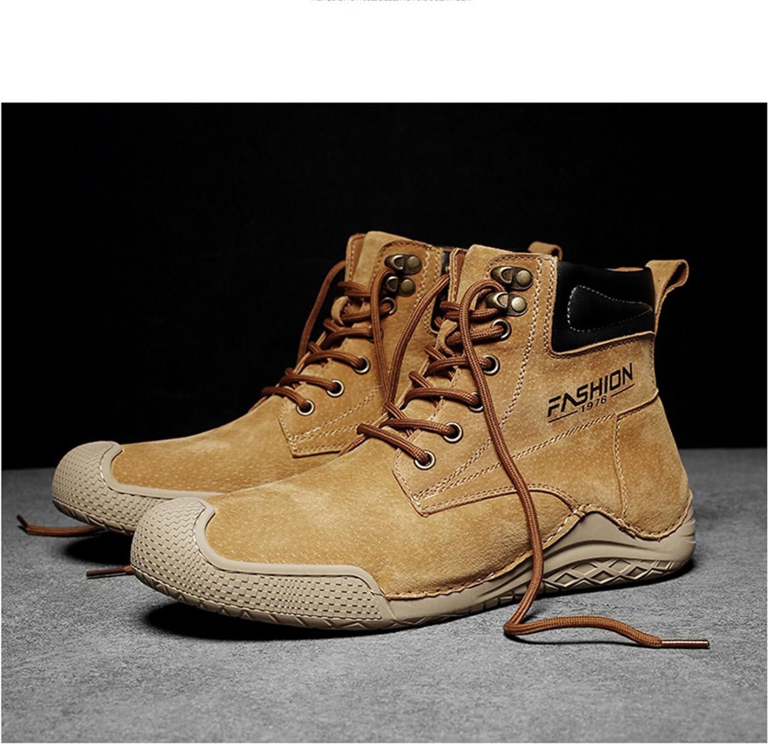 Замшевые мужские ботинки Yuizko на шнуровке, противоскользящие, с защитным носком, легкие, высокие, повседневные, для прогулок на открытом воздухе, походов и вождения, коричневый — фото 3