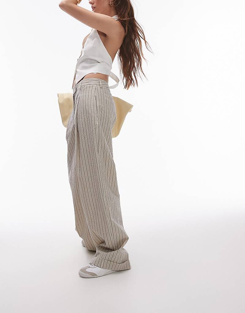 

Брюки Topshop – с заниженной талией и фактурными полосками