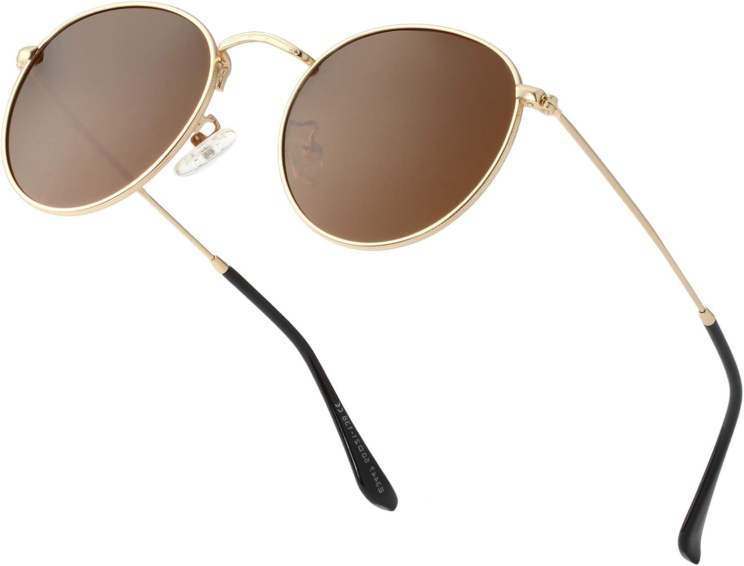 

Небольшие круглые поляризованные солнцезащитные очки для женщин и мужчин, классический ретро-стиль, круглая металлическая оправа, защита от УФ-излучения Teumire, A4 Gold Frame/Brown Lens