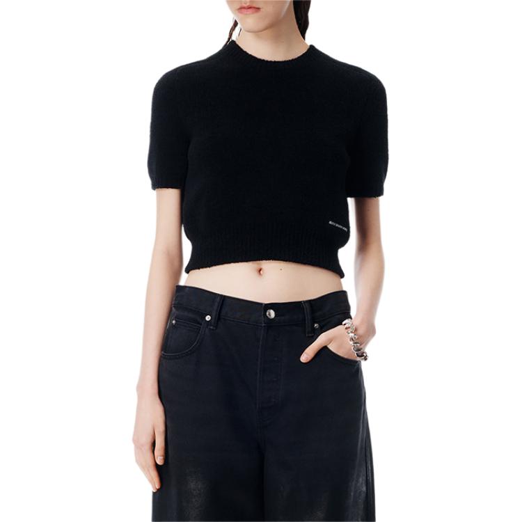 Alexander Wang Женская черная футболка с круглым вырезом, умеренно зауженной талией — фото 3