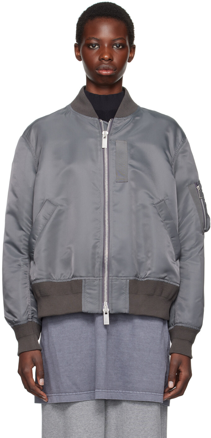 

Куртка-бомбер из нейлона sacai, серый