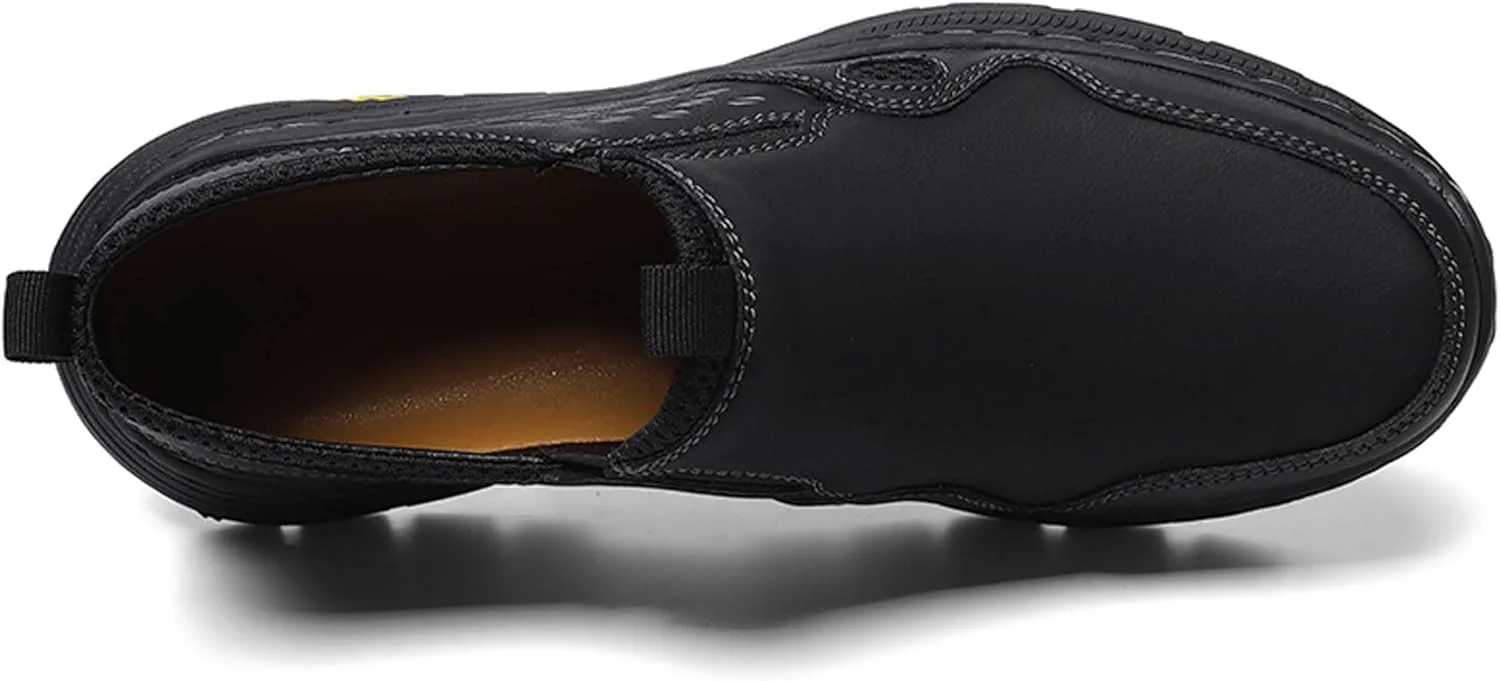 

Мужские премиальные кожаные повседневные кроссовки, с боковой перфорированной вставкой из сетки, обувь для ходьбы, для вождения, уличные кроссовки, удобные, мягкие, дышащие, противоскользящие Vtiao, черный