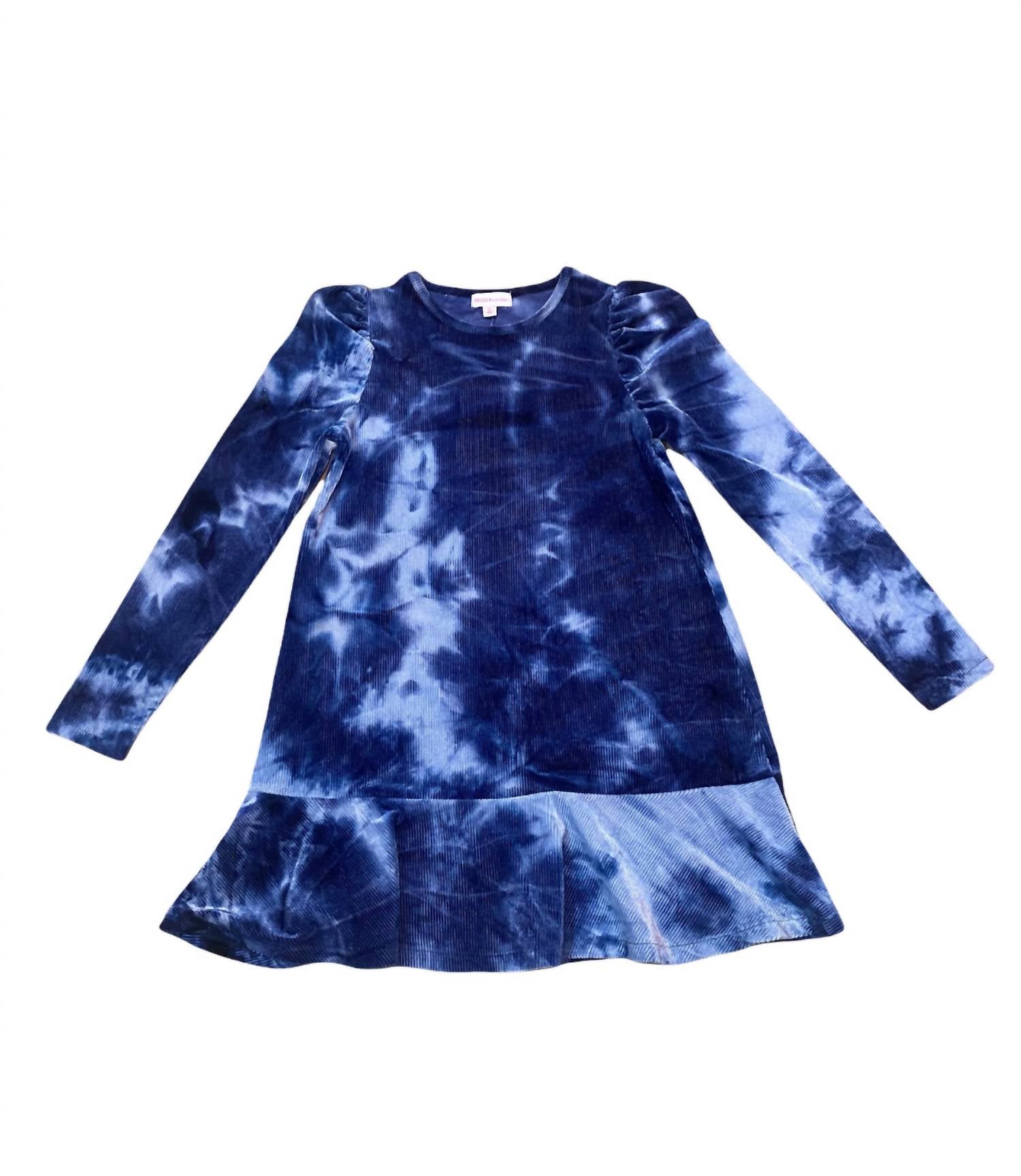 

Платье для девочек Tie Dye Velour в темно-синем цвете Design History