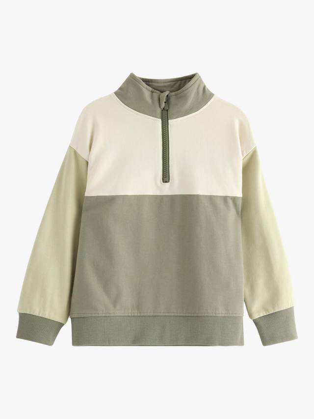 

Детский хлопковый свитшот с полузастёжкой и цветными блоками Lindex, Light Dusty Khaki