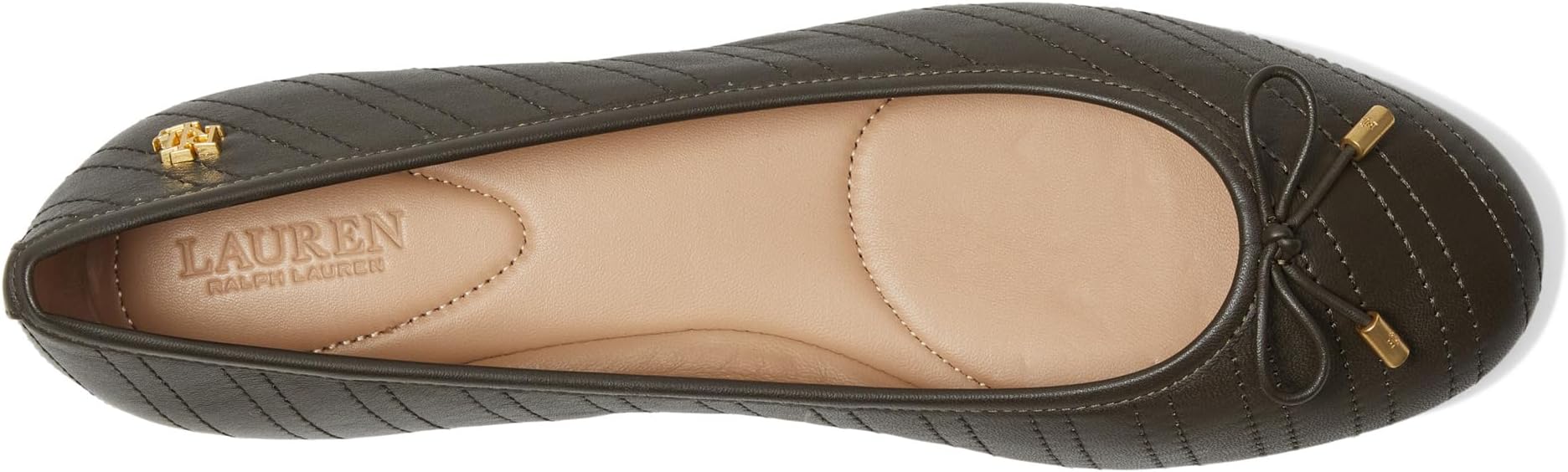 Балетки Lauren Ralph Lauren Jayna Stitched Leather Flat, цвет Dark Olive/Dark Olive — фото 2
