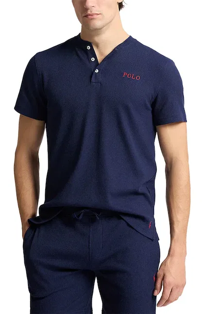 Пижамная футболка из хлопка Polo Ralph Lauren, синий