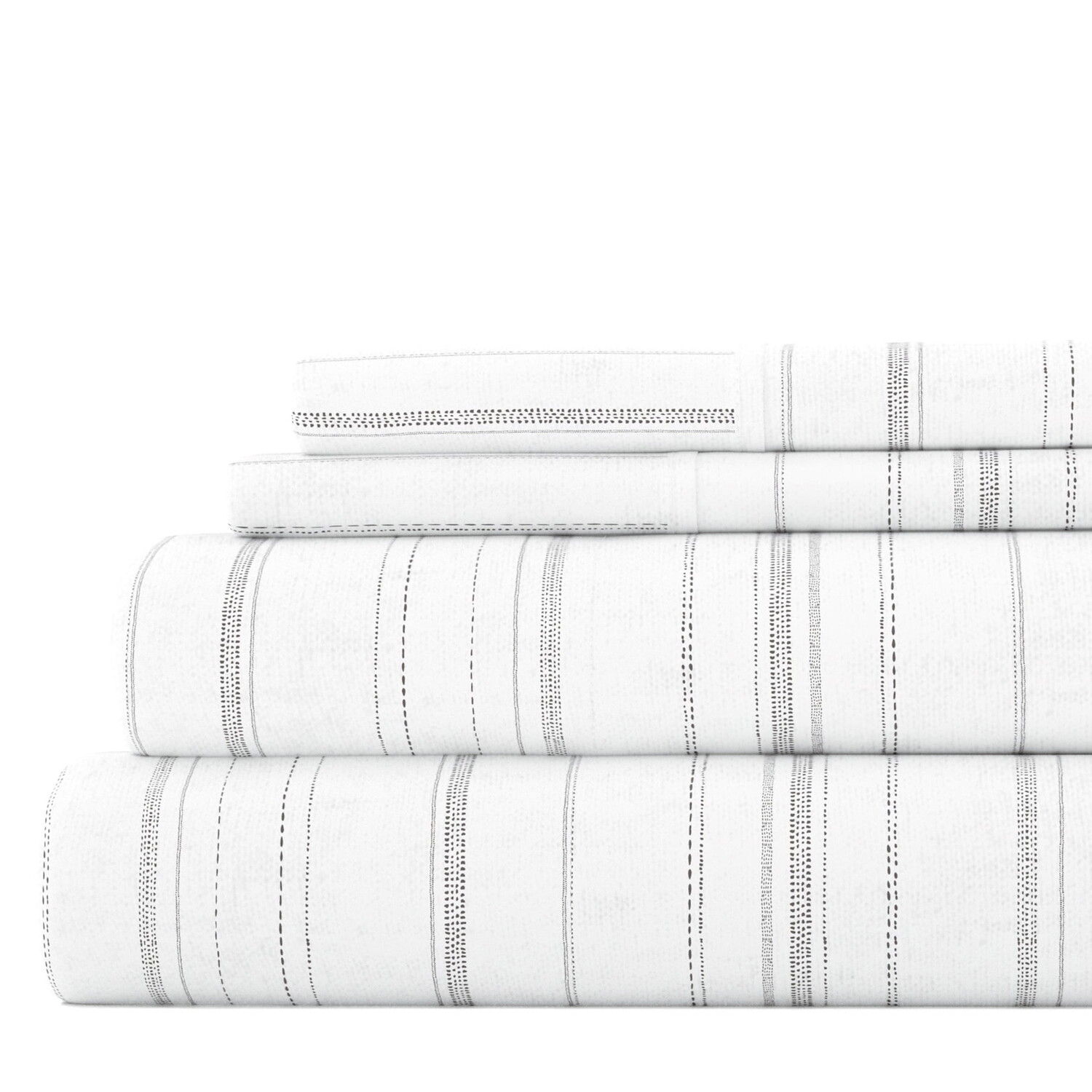 

Комплект простыней Noble Linens 4 шт, серый/белый