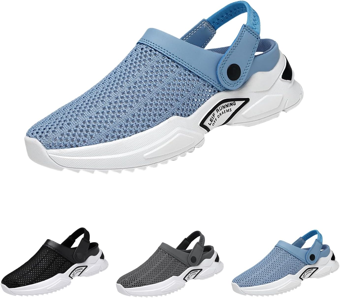 

Мужские ортопедические босоножки с вырезами на лето, дышащая вязаная сетка, толстая подошва, сандалии-слипон с вязаными элементами, с поддержкой свода стопы Generic, синий