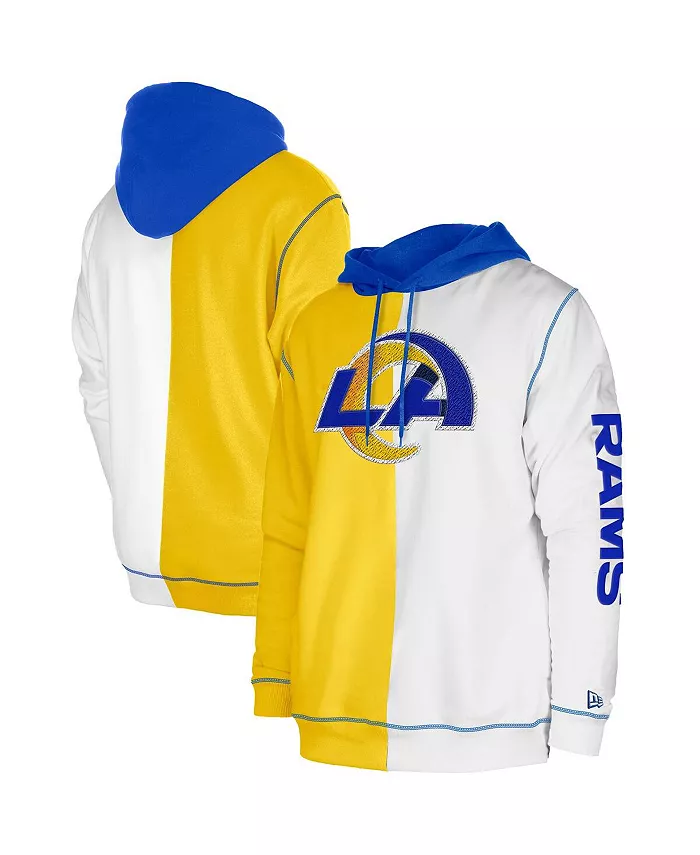 

Мужская толстовка с капюшоном Los Angeles Rams Third Down Split Raglan золотистого и белого цветов New Era
