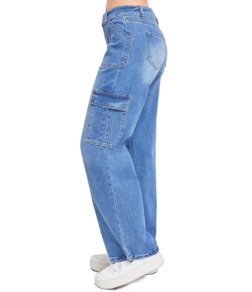 

YMI Jeanswear Прямые джинсы-карго с низкой посадкой и банджи-подолом, синий