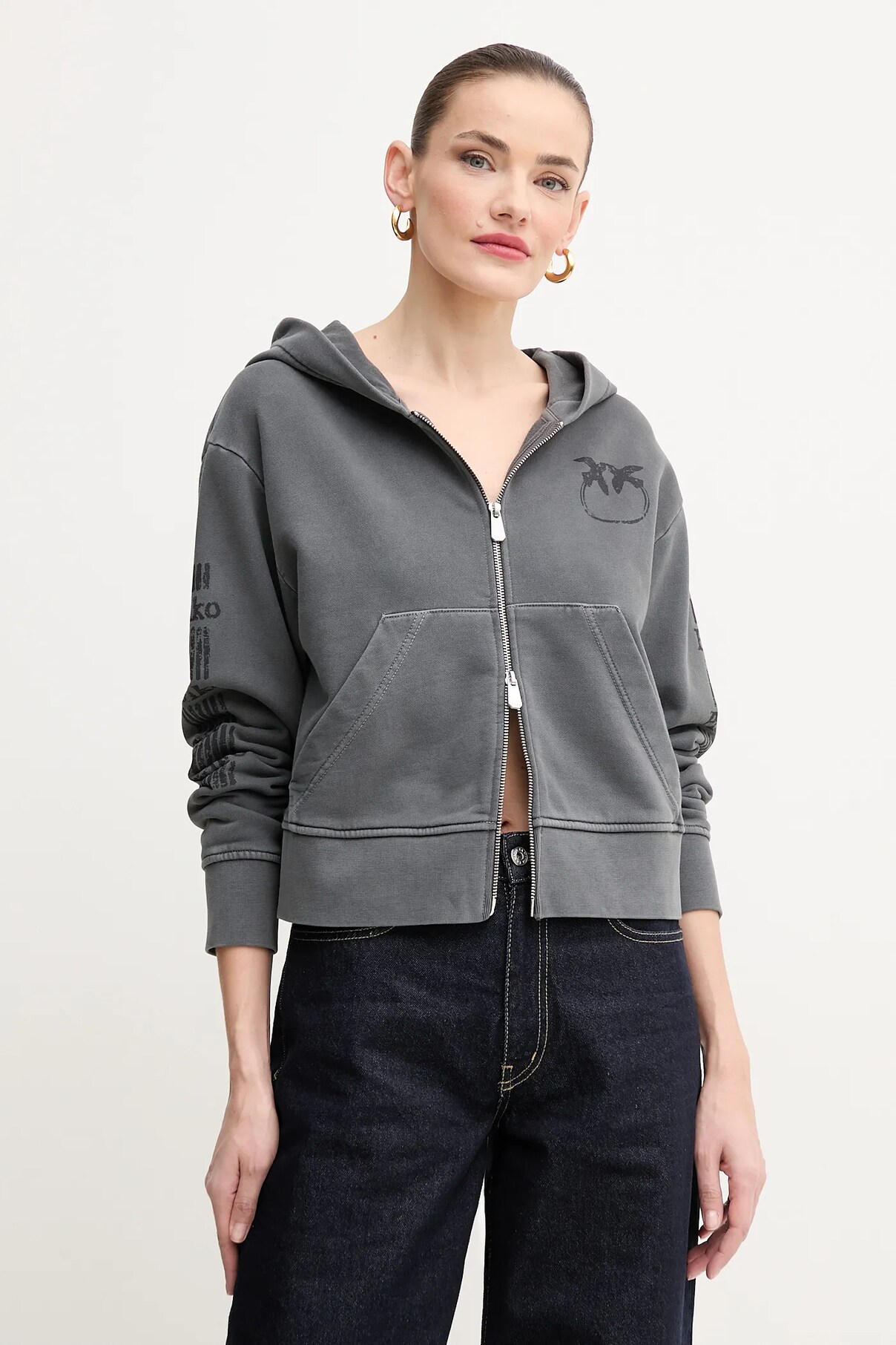 

Хлопковый свитшот Pinko, серый