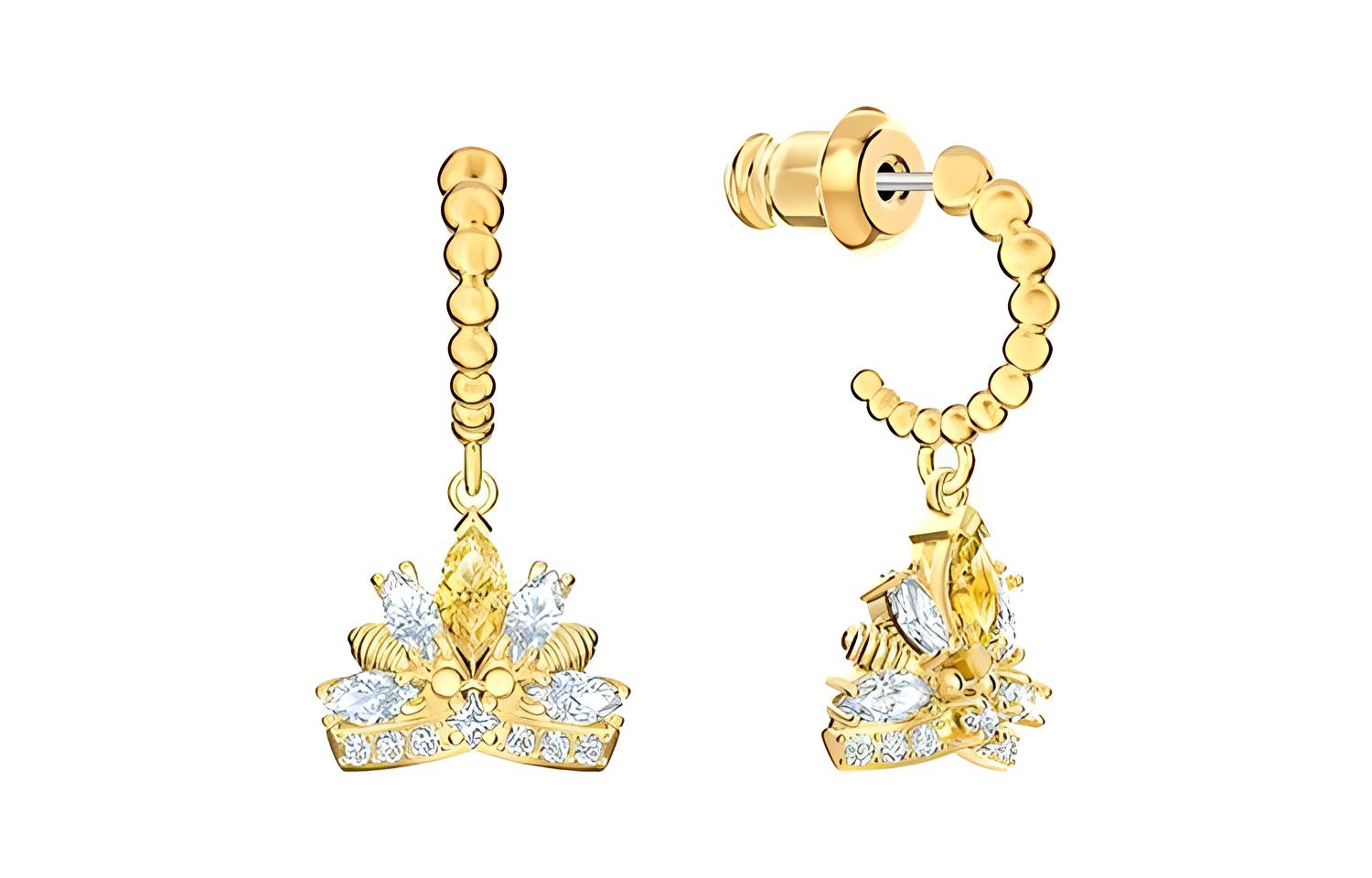 

Серьги Bee A Queen для женщин золотые Swarovski, золото
