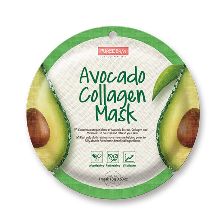 

Маска для лица с экстрактом авокадо avocado collagen mask Purederm, вес 18 гр.
