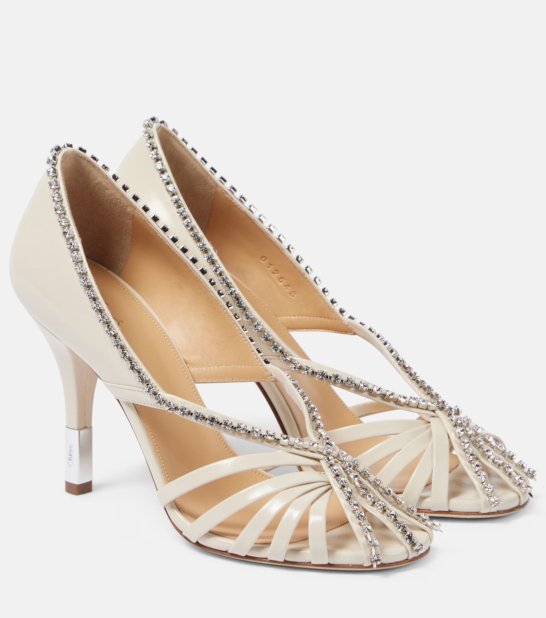 Туфли Leonie из кожи, украшенные кристаллами Chloé, Pearly Ivory