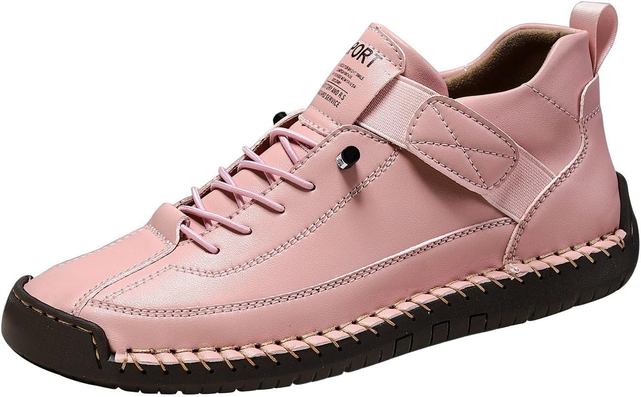 

Мужские повседневные кожаные модные кроссовки, ботинки средней высоты, туфли для прогулок и вождения, ботинки типа чукка до щиколотки, легкие лоферы Generic, розовый