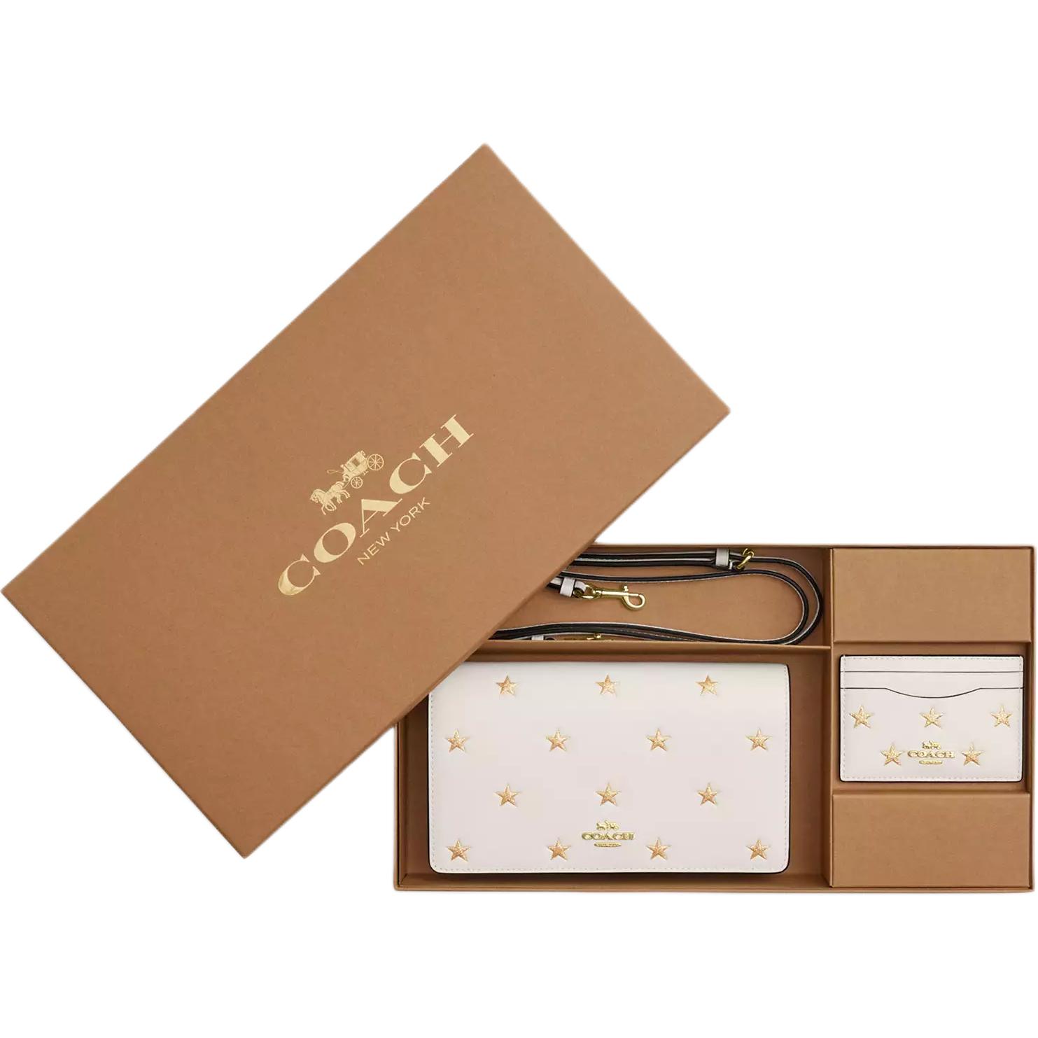 

COACH Анна Утонченный набор из телячьей кожи для женщин Gold & Chalk Multicolor