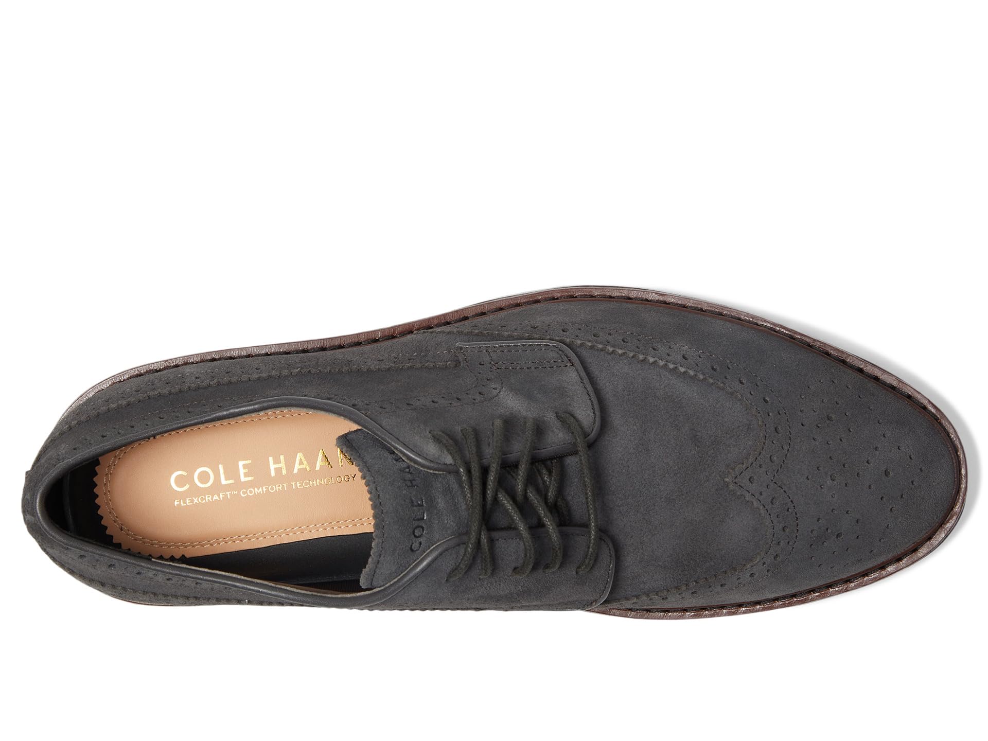 Оксфорды Cole Haan Judson Grand Wingtip Oxfords, цвет Raven Suede/Dark Natural — фото 2