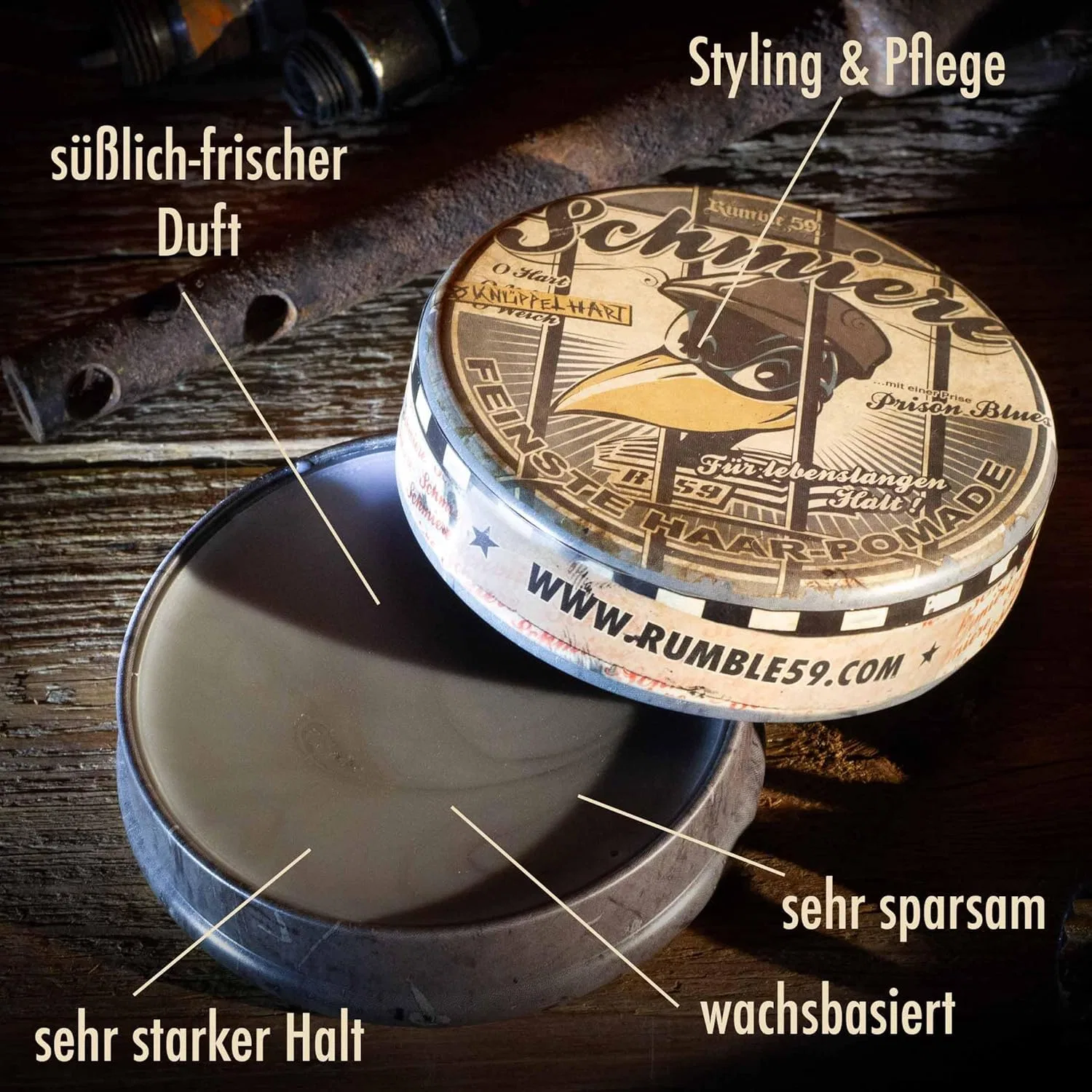 Помада для укладки волос «Schmiere Special Edition Rock Hard» от Rumble 59 Schmiere Feinste Haar-Pomade — фото 4