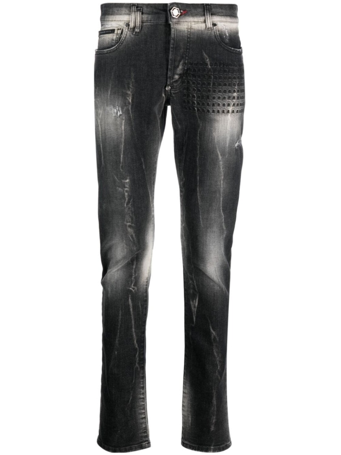 

Philipp Plein джинсы с вышивкой Skull&Bones, серый