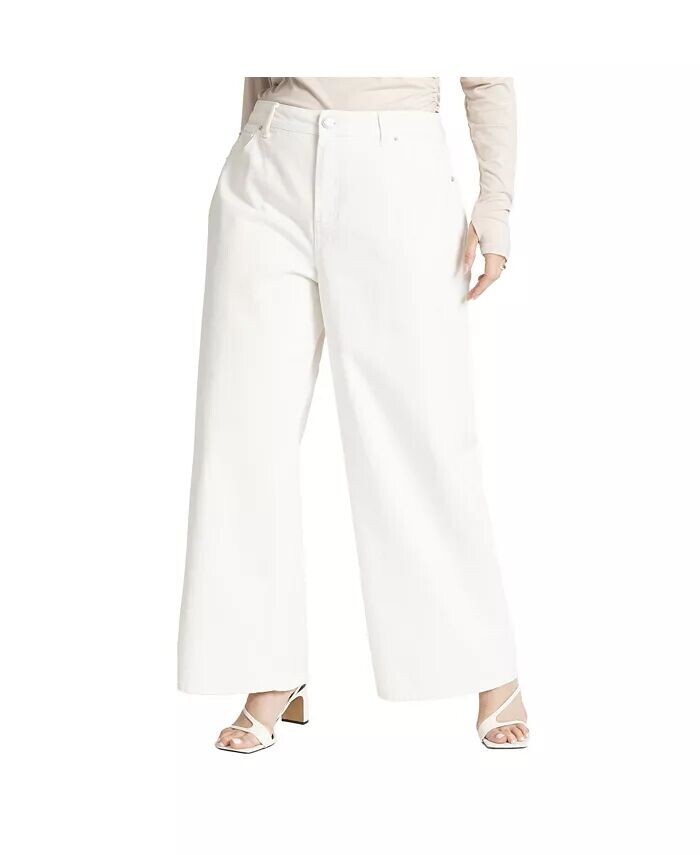 

Женские джинсы больших размеров Yvette Rigid Wide Leg ELOQUII, белый