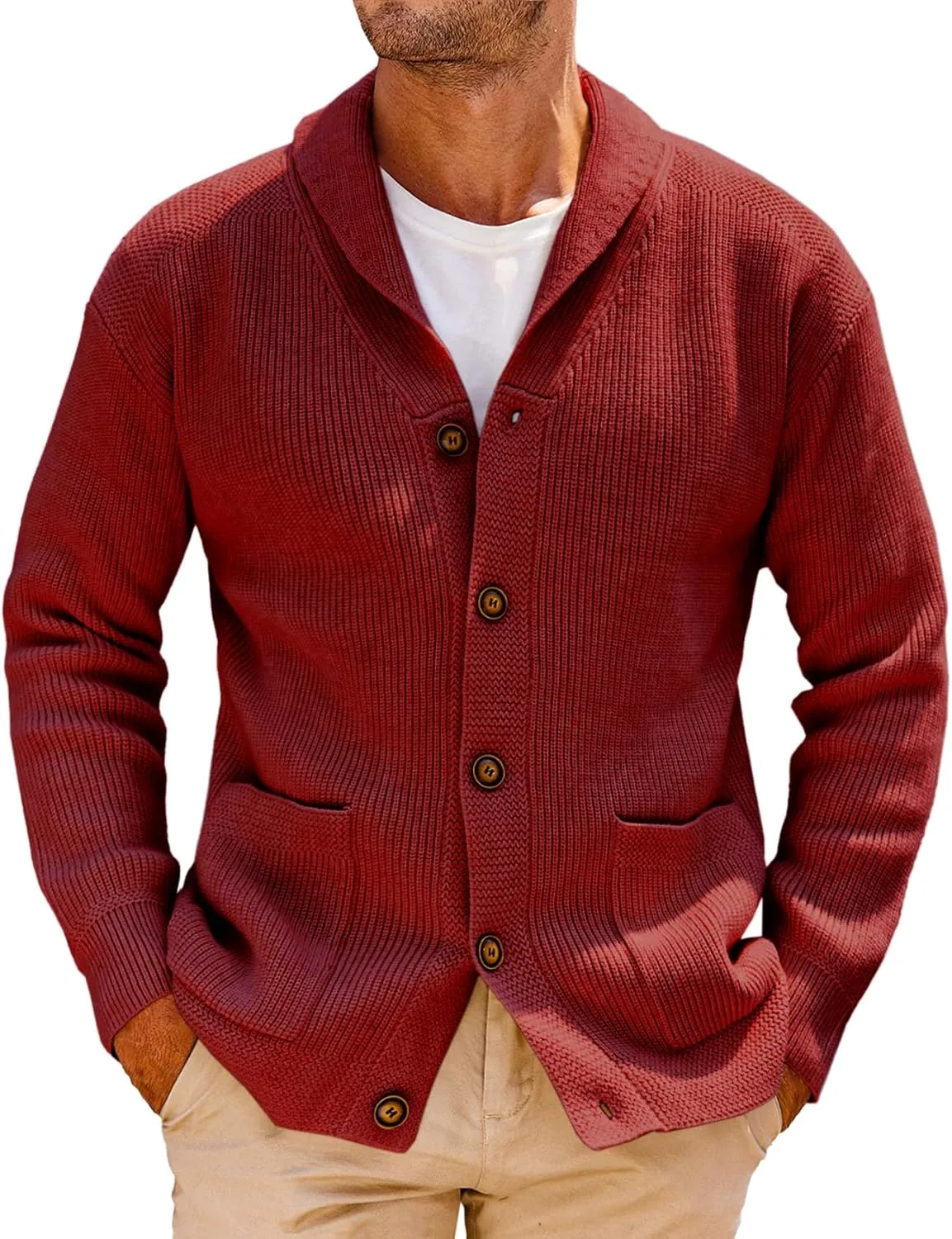 

Кардиган Runcati с воротником-шалью, кабельной вязкой и карманами