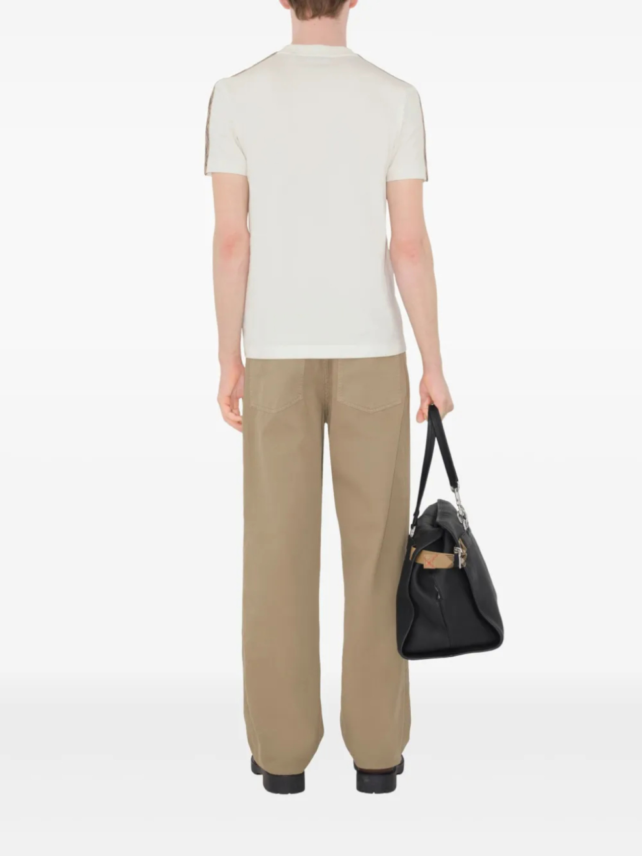 Футболка Burberry из хлопка с клетчатой отделкой, белый — фото 4