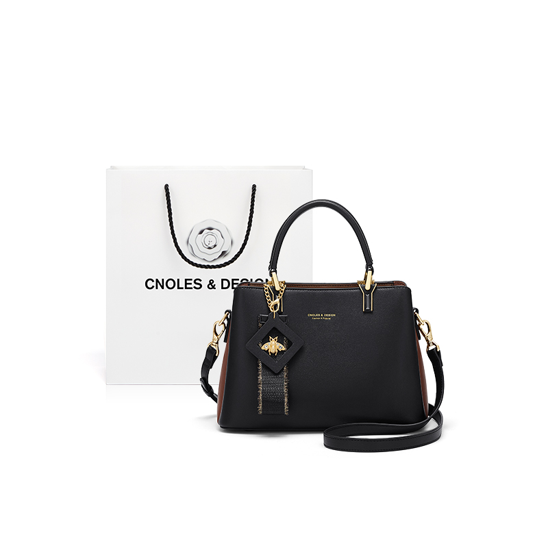 

CNOLES Кожаная сумка через плечо, Black Gold Caramel