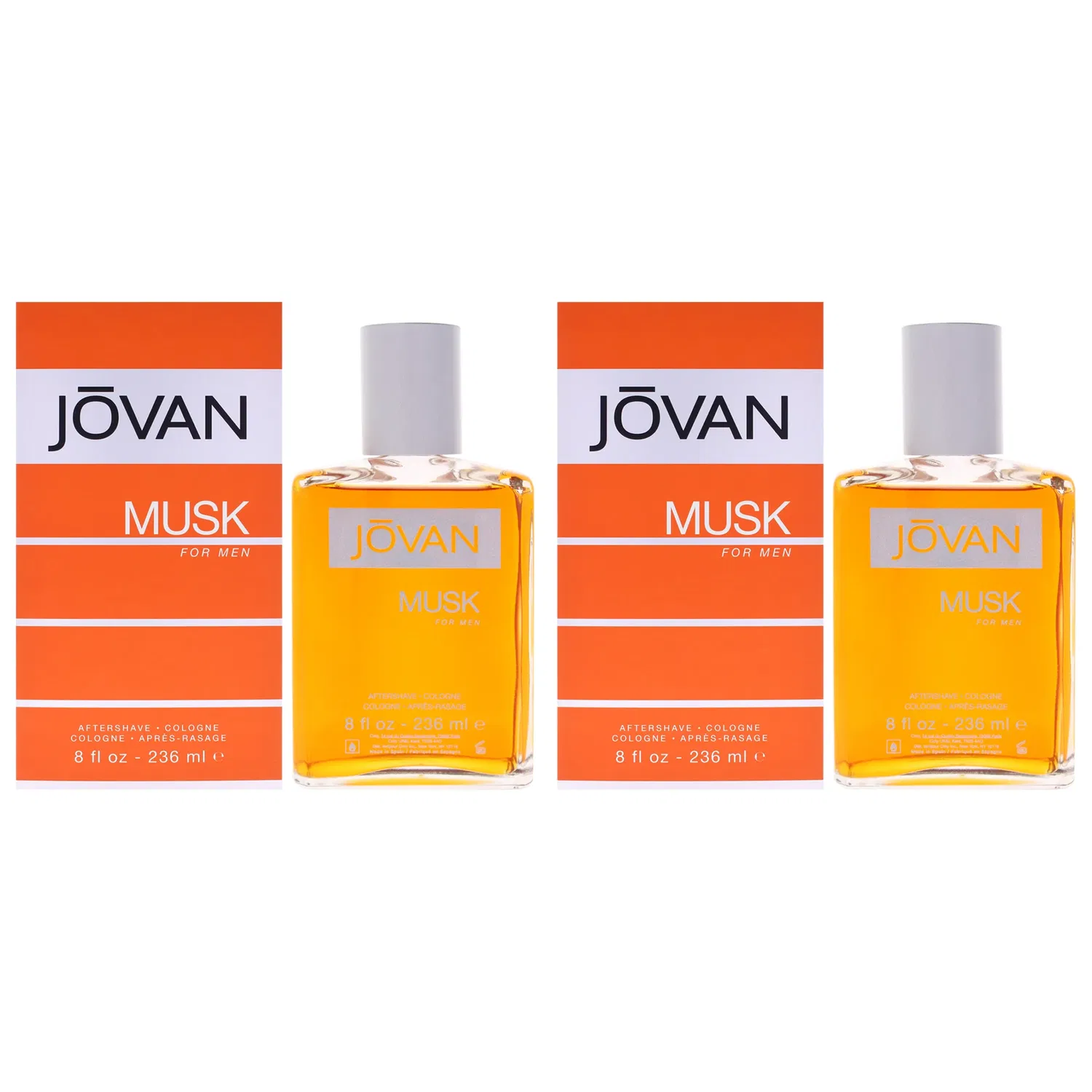 Jovan Musk от Jovan для мужчин - 237 мл (8 унций) одеколон после бритья - упаковка из 2 штук, Clear