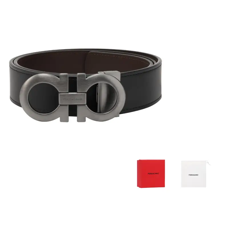 

Ferragamo Реверсивный ремень с пряжкой Gancini, Black