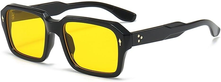 

Винтажные квадратные женские солнцезащитные очки в стиле панк с заклепками, модные прозрачные линзы с градиентом цвета океана, защита от ультрафиолета UV400, мужские солнцезащитные очки SKFGNX, Black Yellow