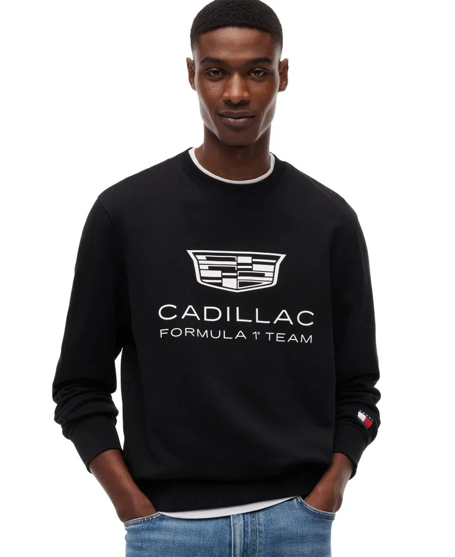 Мужской свитшот с графическим изображением эмблемы Cadillac F1 Tommy Hilfiger, черный