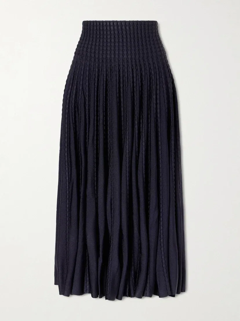 Юбка миди фактурной вязки Alaïa, синий