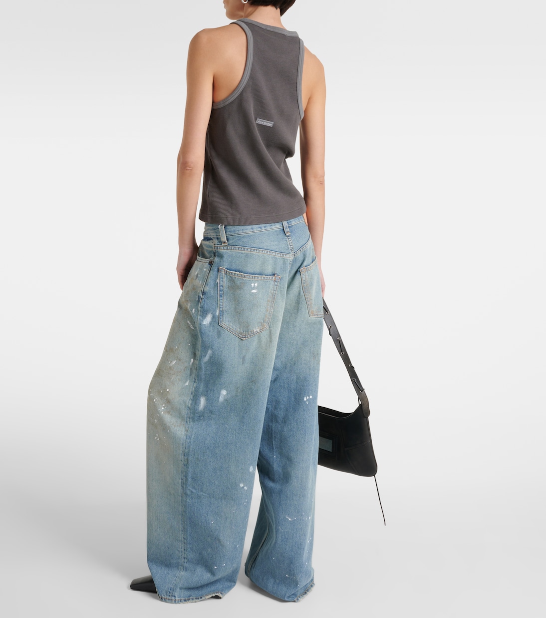 Майка из хлопка с вафельной вязкой Acne Studios, Faded Grey — фото 3