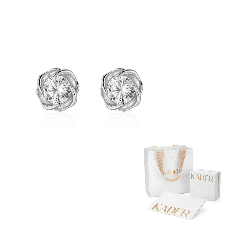 

KADER Серьги-гвоздики S92 из белого золота с серебряными штифтами, в коробке