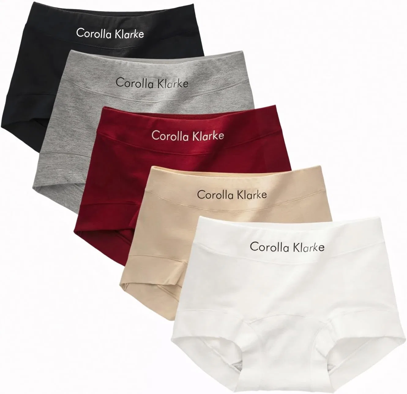 Боксеры с высокой талией, Cotton, Black/White/Skin Tone/Gray/Burgundy