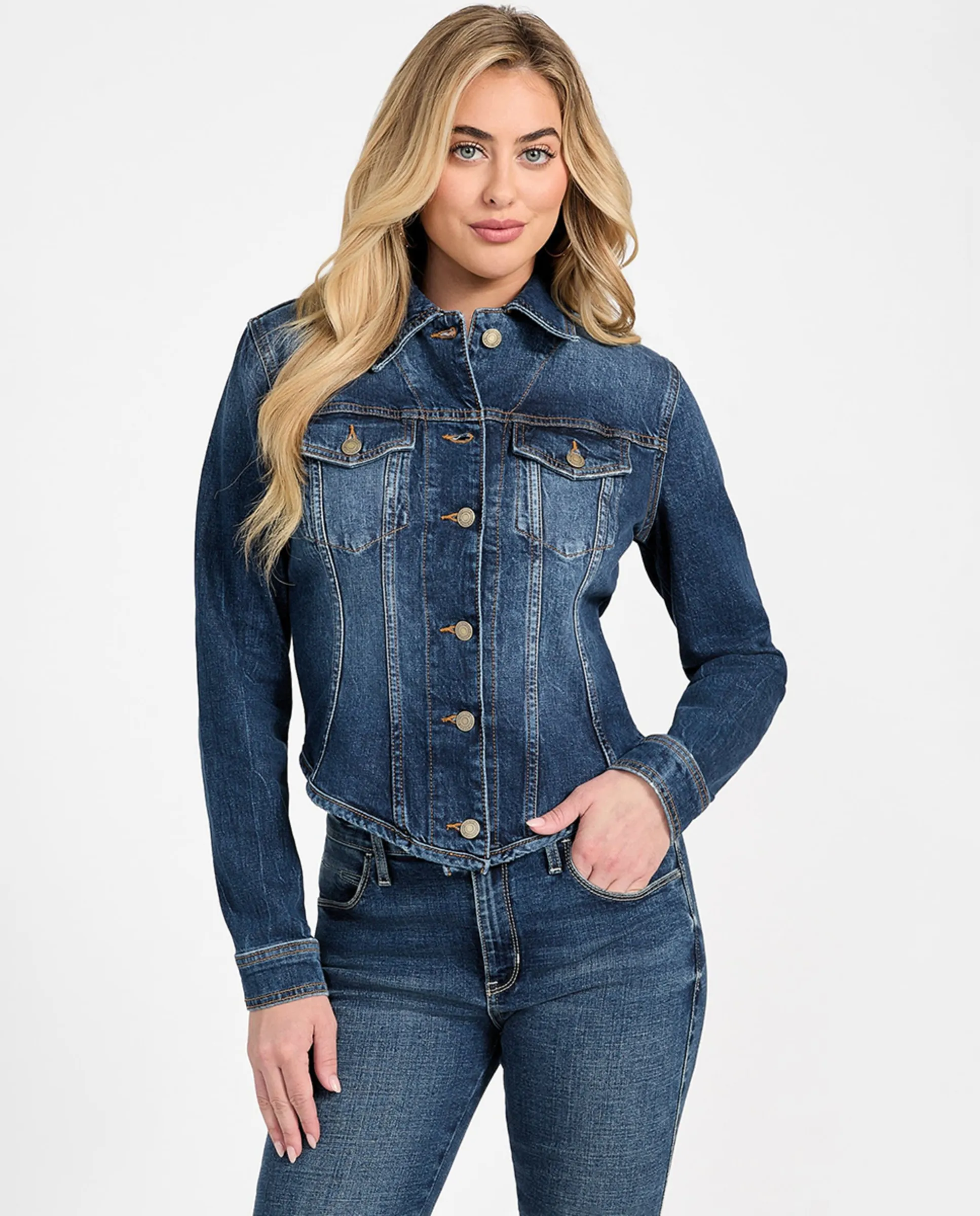 

Женская джинсовая куртка Guess, индиго, Фиолетовый, Женская джинсовая куртка Guess, индиго