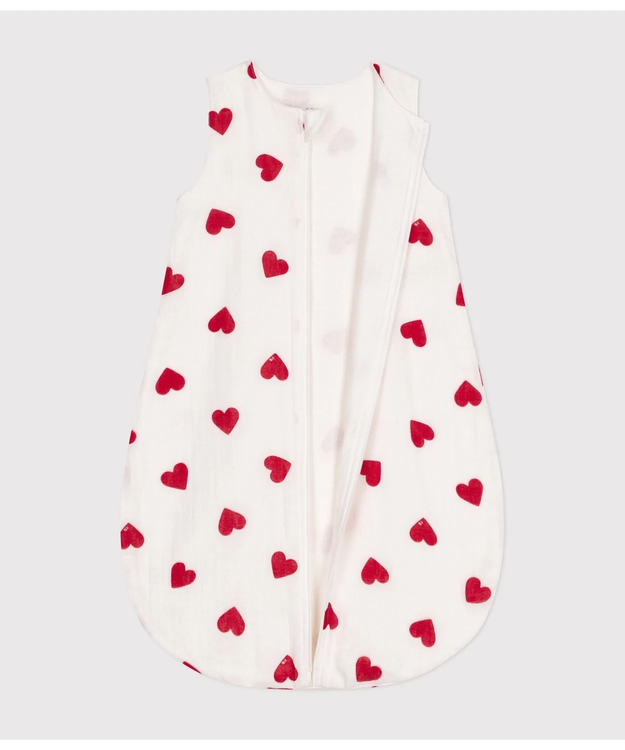 Слип-спальник двойной марли с принтом сердечек Petit Bateau белый с красным — фото 2