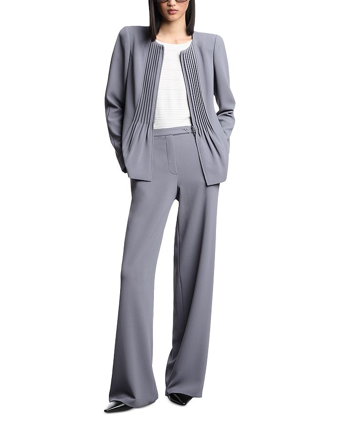 Жидкие бронированные брюки Palazzo Pants Emporio Armani, серый — фото 2