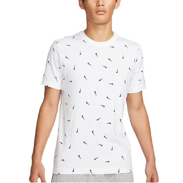 Футболка Men's Nike Logo Full Print Round Neck Pullover Short Sleeve White T-Shirt, белый — фото 4