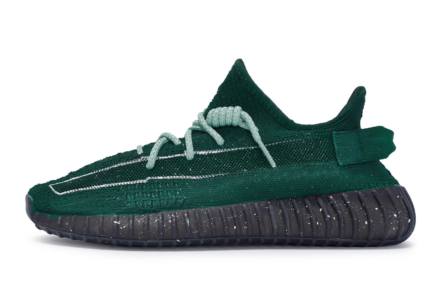 Кроссовки adidas originals Yeezy Boost 350 V2 Lifestyle Shoes Unisex Low-top Black, черный/зеленый — фото 2