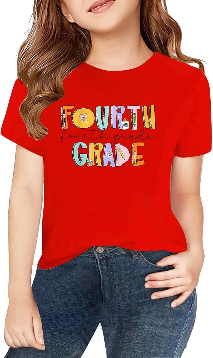 Футболка с принтом First Day of 4th Grade, Red