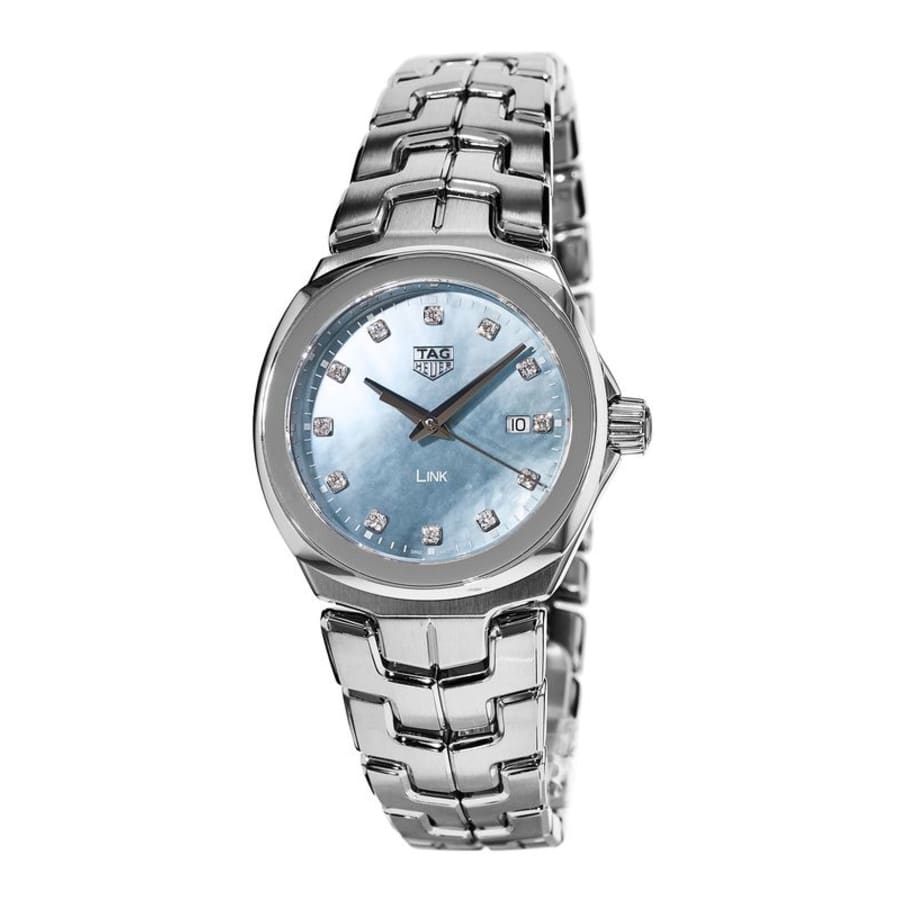 

Tag Heuer Link кварцевые 32 мм серые перламутровые бриллиантовые стальные женские часы WBC1313.BA0600, цвет mother of pearl