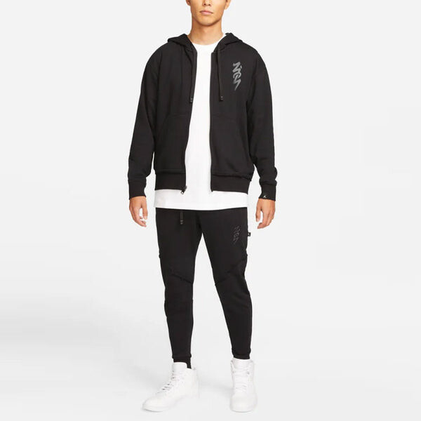 Спортивные штаны Air Jordan Zion Performance Alphabet Embroidered Solid Color Bundle Feet Sports Pants Black, черный — фото 3