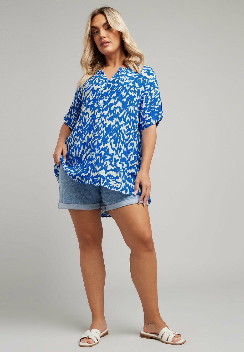 

Блуза ABSTRACT SHORT SLEEVE Yours Clothing, синий
