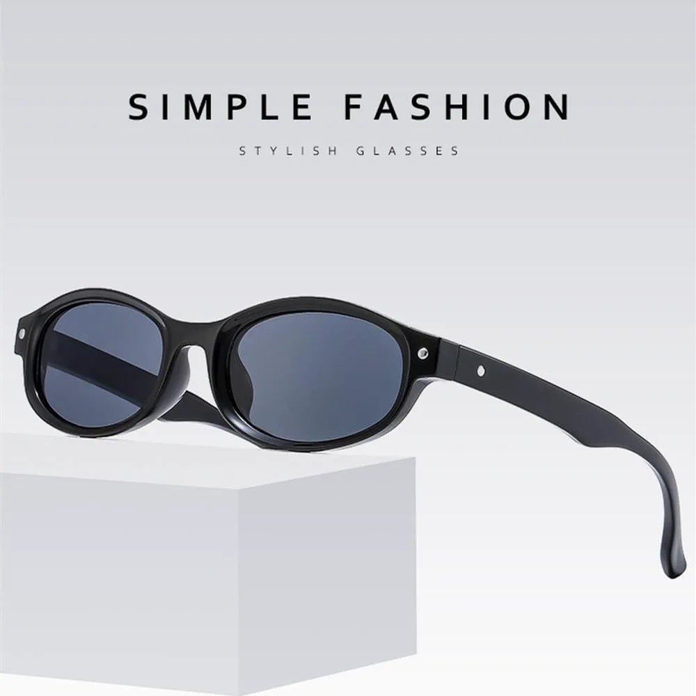 

Маленькие винтажные овальные солнцезащитные очки для женщин, модные солнцезащитные очки UV400, трендовые мужские солнцезащитные очки с заклепками TVTBBVV, Black