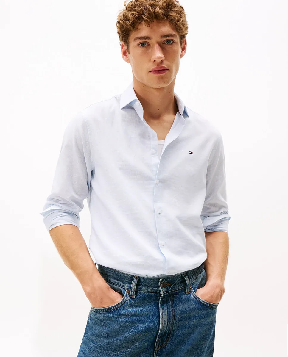 

Мужская рубашка с принтом, облегающая посадка Tommy Hilfiger, светло-голубой