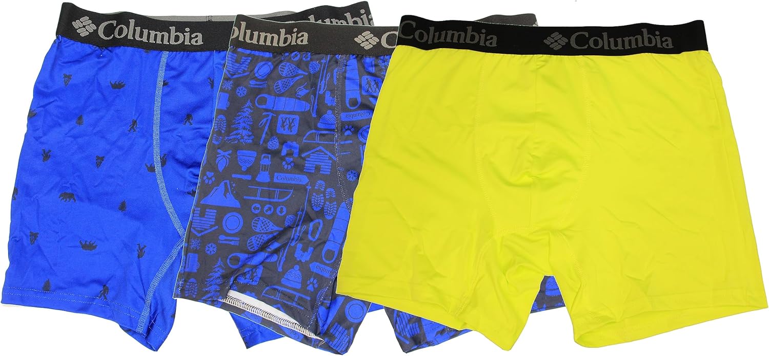 

Комплект из 3 однотонных трусов-боксеров Columbia из полиэстера/стрейча с принтом, студенческие, Cnv/Bind/Radia