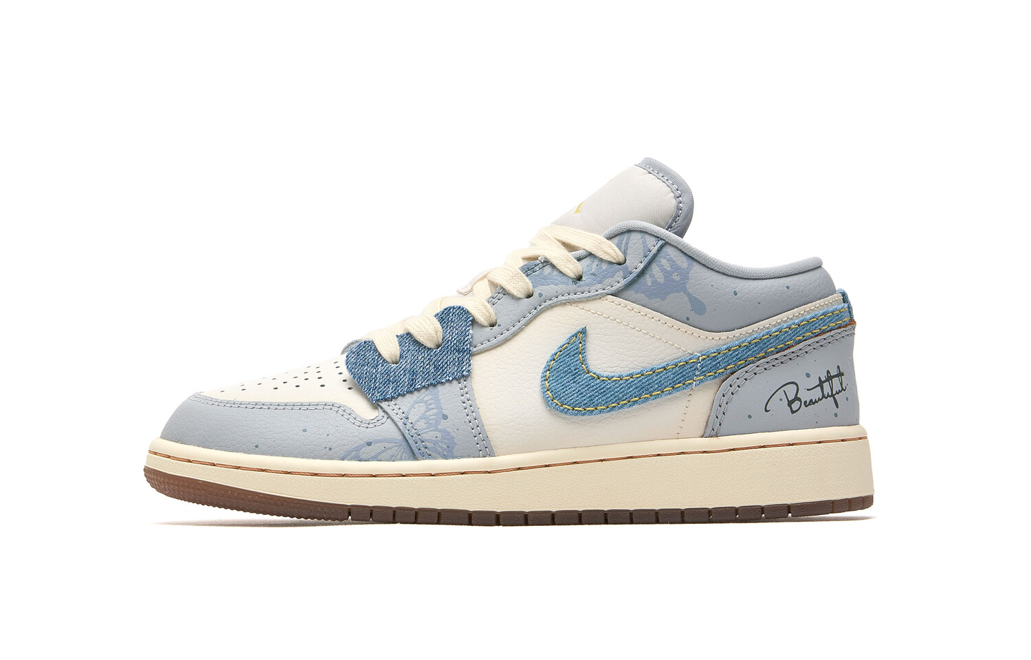 Кроссовки Air Jordan 1 Vintage Basketball Shoes Women's Low-top Blue, белый