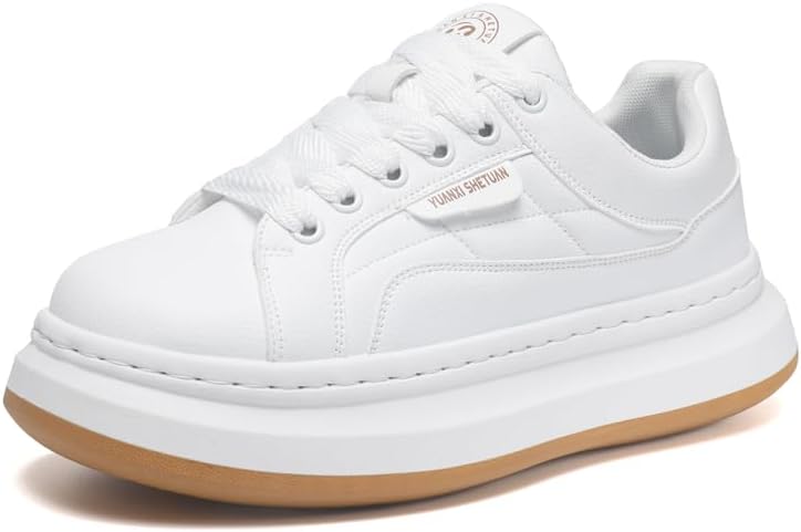 

Кроссовки на платформе, белые повседневные прогулочные туфли с приподнятой подошвой, шнурованные модные спортивные кроссовки Generic